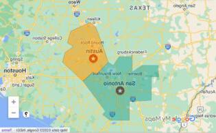 Rough outline of Austin San Antonio Counties